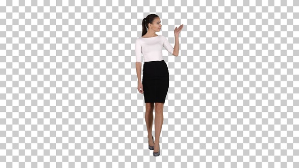 Woman Showing and Presenting Copy Space in Business Dress Alpha