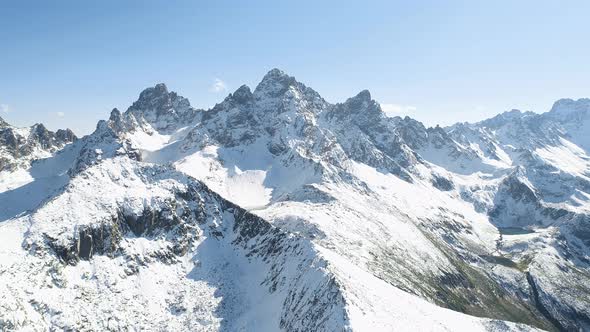 Aerial view of snowy mountains