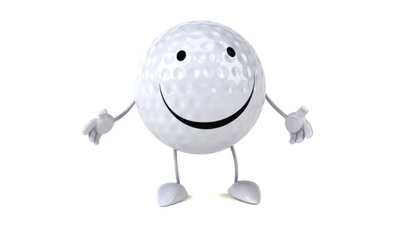 Fun 3d cartoon golf ball presenting alt