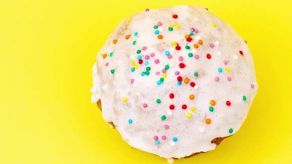 Homemade Easter Cupcake with White Sweet Icing Sprinkled Holiday Easter