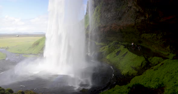 Seljalandsfoss waterfalls in Iceland with video behind the falls.