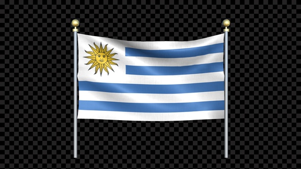 Uruguay Flag Waving In Double Pole Looped