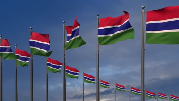 The  Gambia Flags Waving In The Wind  2K