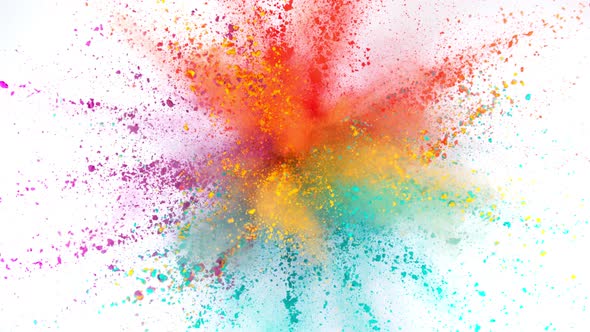 Super Slow Motion Shot of Color Powder Explosion Isolated on White Background at 1000Fps