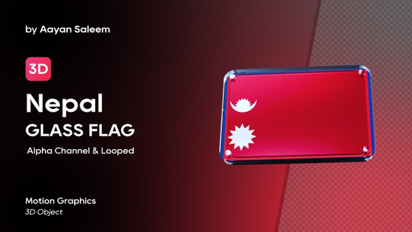 Nepal Flag 3D Glass Badge
