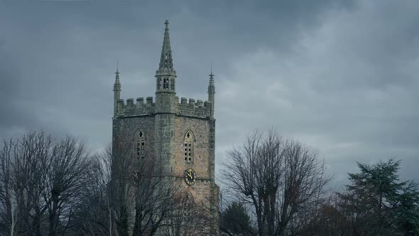 Church In Winter With Bare Trees