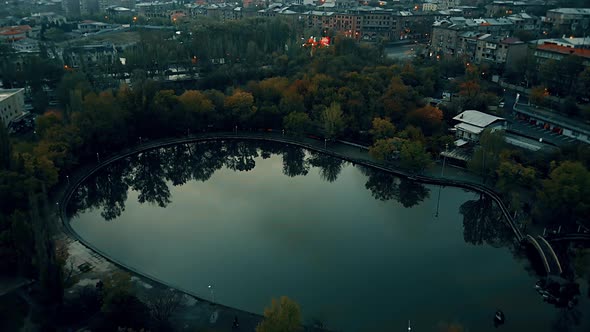 park lake aerial video