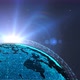 Worldwide Rotating Globe Blue Business Background, Sunrise Behind Planet Earth - VideoHive Item for Sale