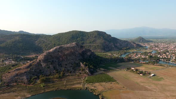 Aerial view of a swamp in Dalyan, Turkey.