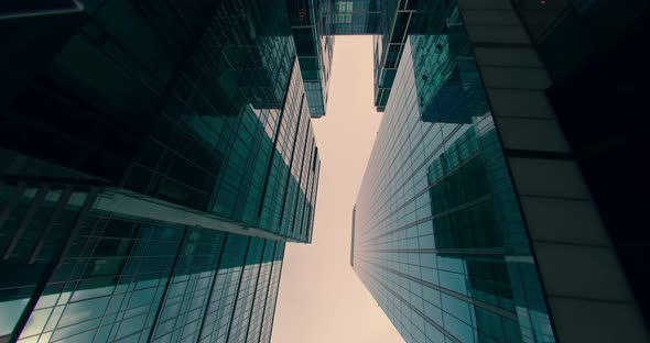 Timelapse of Skyscrapers and Clouds Bottom View