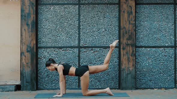 Young beautiful woman practicing yoga. Wellness concept. Calmness and relax, woman happiness. Toned