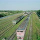 Aerial Shot of an Abandoned Rusty Locomotives and Old Railways - VideoHive Item for Sale