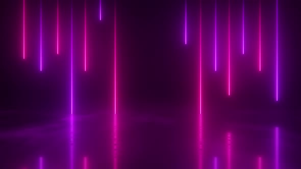 Falling Neon Glowing Strings Background