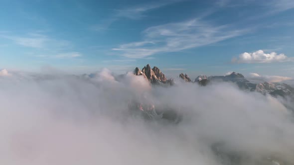 Aerial Fly Over Dolomites Mountains in Italy South Tyrol