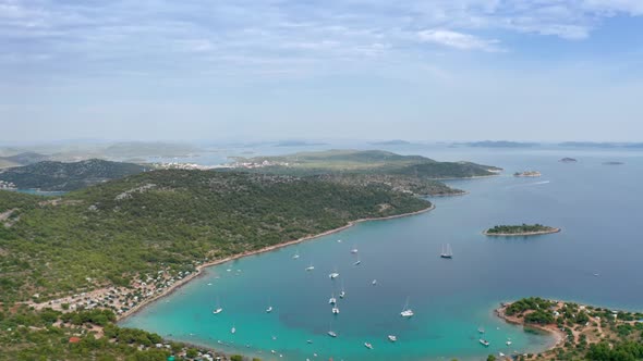 Aerial Drone Shot of Marina Bay in Adriatic Sea, Croatia