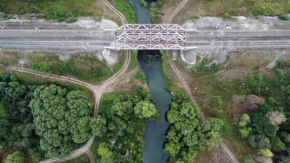 Railway Bridge Over a Small River in the Forest