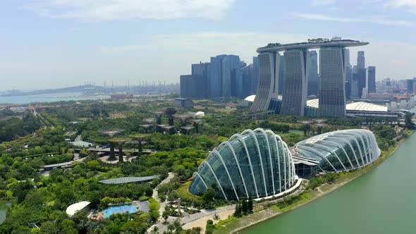 Aerial view of Singapore Skyscrapers With City. Corporate Offices Singapore.