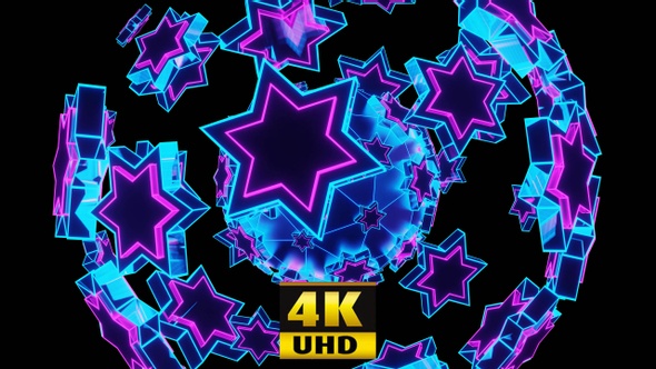 A Ball Of Six Pointed Neon Stars 4K