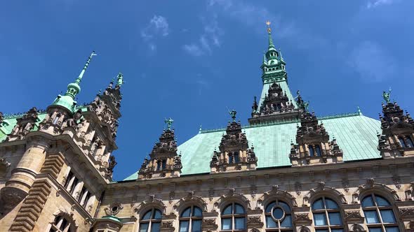 Facade At Rathausmarkt In Hamburg City Hall