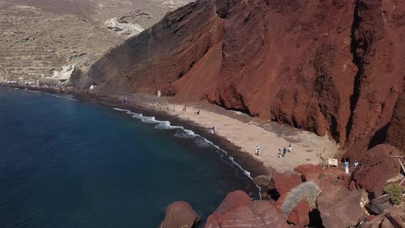 Aerial View of Red Beach, Santorini Island