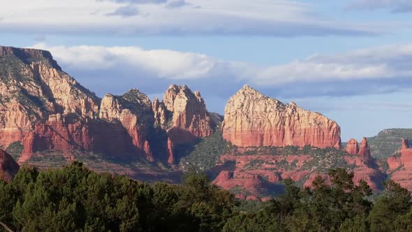 Sedona Red Rocks Zoom Out with Afternoon Clouds Time Lapse