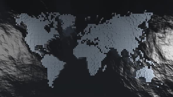 mosaic world map on ocean background