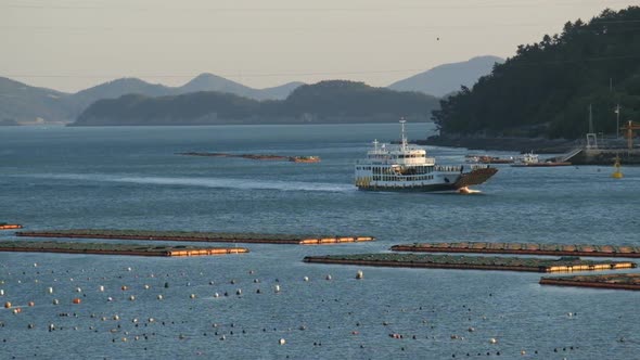 Ship is Sailing between the Korean Islands