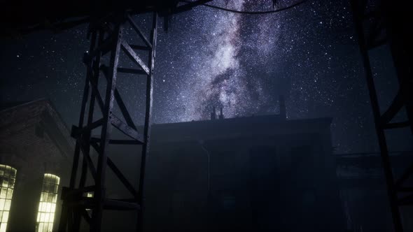 Milky Way Stars Above Abandoned Old Fatory alt