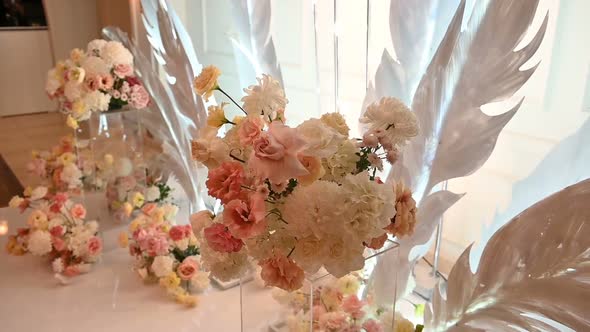 Illuminated Wedding Flower Arch Before the Wedding Night Ceremony