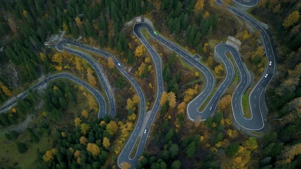 Maloja Pass Switchbacks Road in Mountains