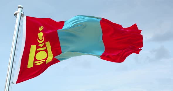 Mongolia Flag Waving Loop  4 K