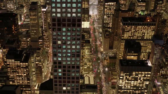 Establishing Shot of New York City High Rise Business District