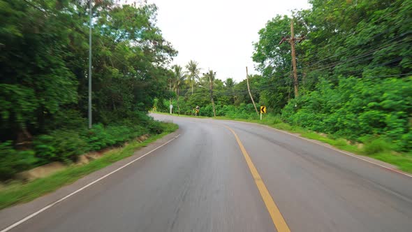 Driving on An Asphalt Road. Travel and Tourism