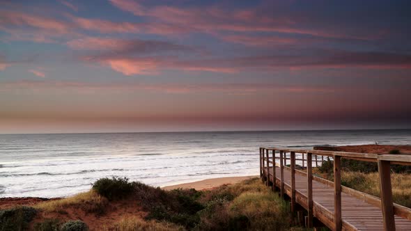 Sea Beach At Morning. Time Lapse