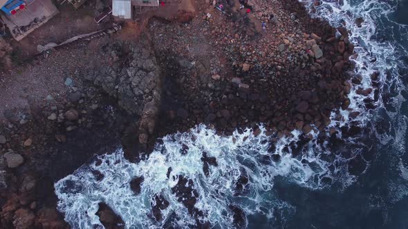 Breaks waves on the coastline protects fishermen's houses