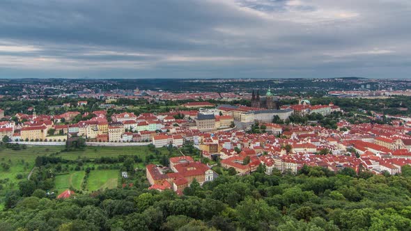 Wonderful Timelapse View To The City Of Prague From Petrin Observation Tower In Czech Republic