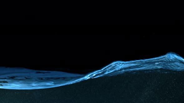 Super Slow Motion Shot of Blue Clear Water Waves Background at 1000 Fps