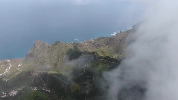 A road in Anaga mountains and northern coast of Tenerife, Canary Islands, Spain