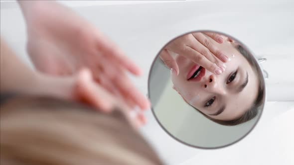 Skin Moisturizing Facial Care Woman Applying Cream