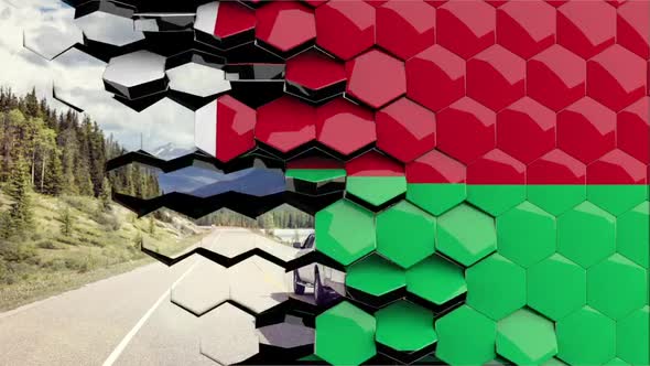 Madagascar Flag Hexagon Transition - 4K Resolution