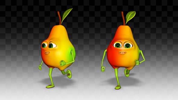 Pear Runs Cartoon 3d Character (2 Pack)