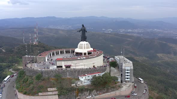 Aerial: Cristo Rey, tour, Guanajuato Mexico, drone view