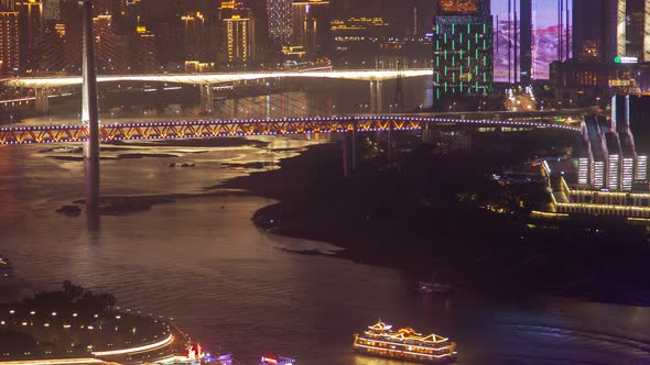 Chongqing City River with Bridges Aerial China