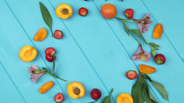 Fruits on Blue Wooden Table