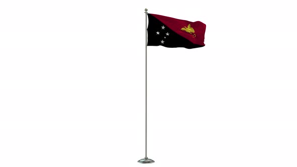 Papua New Guinea Looping Of The Waving Flag Pole With Alpha