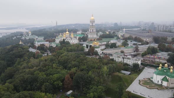 Kyiv, Ukraine Aerial View in Autumn : Kyiv-Pechersk Lavra. Kiev