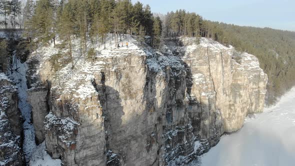 Aerial View of Mountain Cliff and River