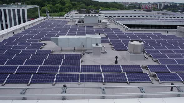 Ecology solar power station panels in the fields green energy at sunset landscape electrical innovat