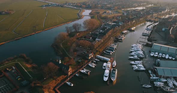 Muiderslot Port With Boats, Netherlands