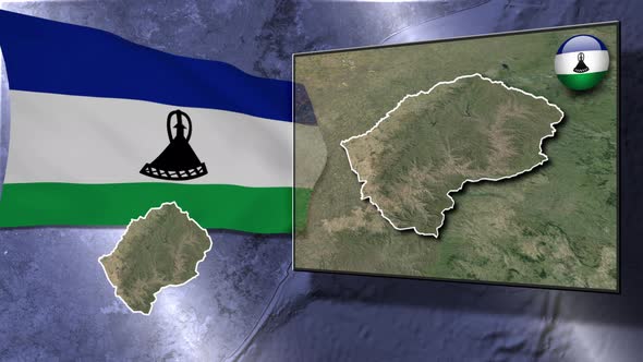 Lesotho Flag And Map Animation